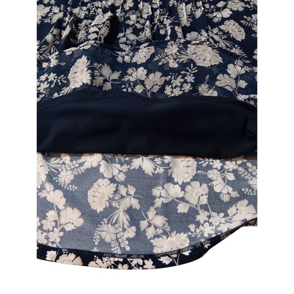 CHARTER CLUB Boho‎ Blouse Peasant Top S Flowy Pin Tucks Floral Cottagecore Blue - Picture 7 of 9